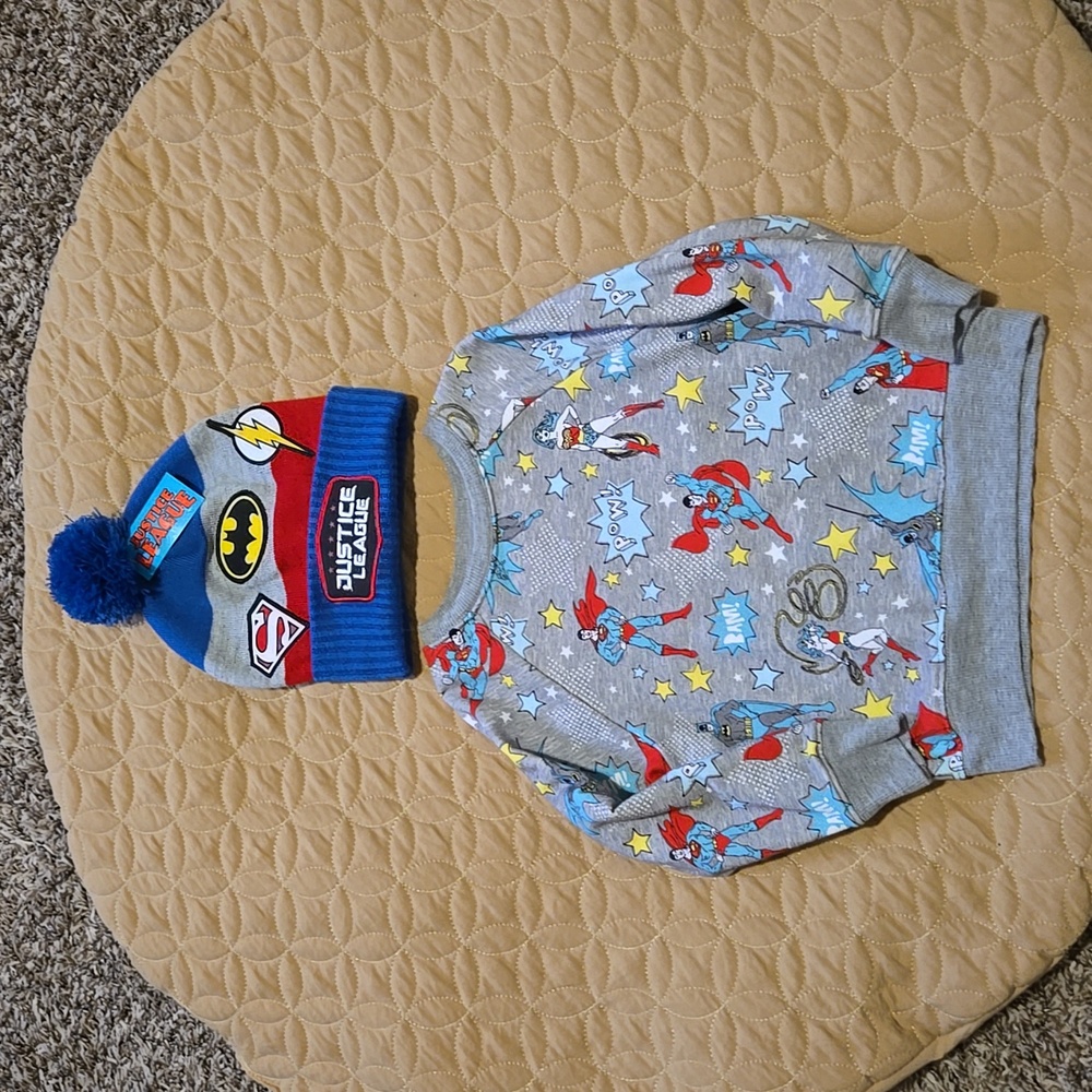 Toddler Justice League Sweatshirt & Beanie